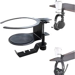 2 in 1 Aluminum Anti-Spill Cup Holder Mount & Headphone Stand Hanger for Desk or Bedside Table-55