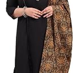 Women's Plus Size Black Pure Cotton Kurta & Palazzo with Printed Dupatta-38