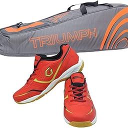Gowin Badminton Shoe Smash Red Size-6 with Triumph Badminton Bag 304 Grey/Orange-image-32