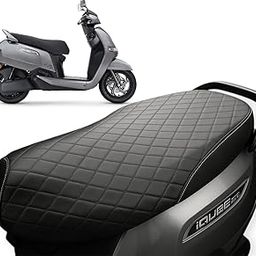 TVS iQube Premium Quilted Seat Cover, Black Leather, Waterproof Scooter Accessory (Black.0)-image-30