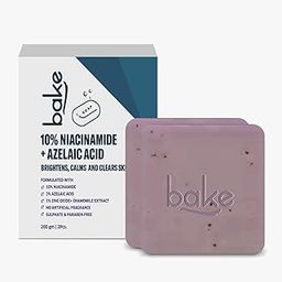 BAKE 10% Niacinamide + 3% Azelaic Acid Scrub Treatment Soap (200 Gms Pack of 2) for Body & Back Acne, Reduces Strawberry Legs | Fades Dark Spots | Non Drying Formula | Soap For Men & Women | 100g x 2-9