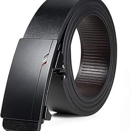 Men's Leather Belt Adjustable Auto Lock Buckle Belt for Men (Black-A)-15