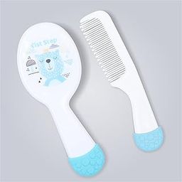 1st Step Matte Collection Easy Grip, Soft & Gentle Comb and Brush Grooming Set - Blue-14