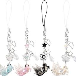 Framendino, 4 Pack Fish Phone Charms Y2K Cell Charm Cute Straps Aesthetic Star Flower Beaded Phones Accessories for Women Men, 4 Pack, Plastic, No Gemstone-image-6