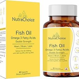 Fish Oil Double Strength 1000mg (60 Capsules) 360 EPA, 240 DHA and 300mg other omega For Healthy Heart, Brain, Bones, Joint Care & Eye Health | Salmon Fishoil-image-12