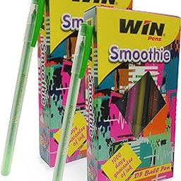 WIN Smoothie Ball Pen | 0.7mm Tip Size | Firm Grip For Comfortable Writing | Fluorescent, Lightweight & Colourful Body Design | Use & Throw Ball Pen | Blue Ink, Set Of 20 Ball Pen x Pack Of 2-24
