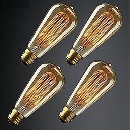 Vintage Edison Tungsten Filament Decorative Bulb (40 Watt) E26/E27 Screw Holder Base, Golden Amber Glass, Warm White (PACK OF 4)-image-21