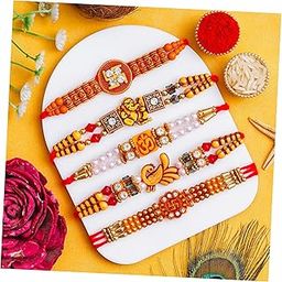 Traditional Rakhi Set, 5 Pieces, OM and Ganesh Design with Crystal Beads, Multicolour | Rakhiya For Kids | Rakhiya For Brother | Rakhiya For Bro-image-58