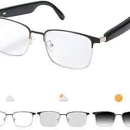 GS06 Photochromic Sunglasses Blue Light Blocking Glasses for Men and Women, Bluetooth Smart Glasses,Polarized Sunglasses,Open Ear Music & HD Calling (Gold-colored Frames）, Clear/Black, average-picture-11
