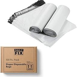 Diaper Disposal,100 Pack 6" x 8" Plastic Bags for Adult Diaper Disposal,Self-Adhesive Strips to Seal in Odours,Waterproof & Leak-Proof-18