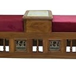 Tarang Arts Sheesham Wood Two-Seater Telephone Settee | Handcrafted Wooden Bench with Cushion for Home Decor & Office, Living Rooms, Gift | 21x50x16 Inches-image-52