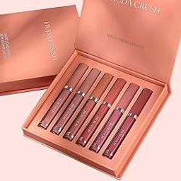 Huda Crush 6 Pcs liquid lipstick combo pack Matte Finish Non-Stick Highly Pigmented Colours make up kit lipgloss for girls & Women-image-40
