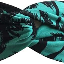 One Palm Tree Twist Headband Headwrap Hawaii Print Polyester (Teal)-image-69