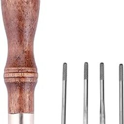 Jerliflyer Stitching Awl, 4 in 1 Wooden Handle Leather Craft Sewing Kit Diamond Awl DIY Hole Punch Tool for Hand-image-40