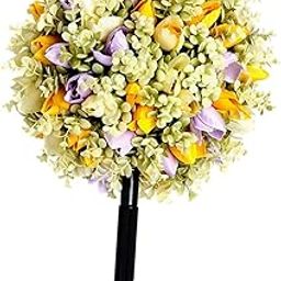 THE STYLE SUTRA Artificial Flower Garden Stake Fairy Garden Accessories for Backyard Outdoor Purple Yellow-picture-6