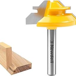 Newdeli 1/4-inch Shank 45 Degree Lock Miter Router Bit, 1/2-inch Stock Joint Router Bit, Professional Woodworking Cutter for 90-Degree Angle Connection (1/4'' Shank 1/2'' Stock)-18