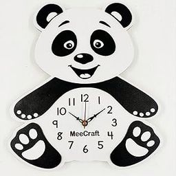 MeeCraft Panda Wall Clock, Wooden, Black and White, 25x28 cm-image-19