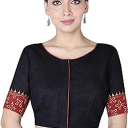 Round Neck Casual Women Pure Cotton Half Sleeve Stitched Blouse(D-005616)-image-34