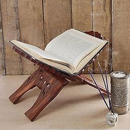 Handmade & Handcraft Sheesham Wooden Book Holder Display Stand Folding Religious Prayer Free Reading Stand with Intricate Carvings, Rehal for Religious Holy Books - Size (12 Inch)-image-89