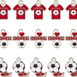 1 Box 30Pcs Soccer Charms Soccer Ball Charms Enamel Sports Charm Ball Games Shoe Charm I Love Soccer Football Sport Charms for Jewelry Making Charm Earrings Bracelet Supplies, Alloy, Enamel-22