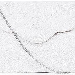 Women's White Pearl Beaded Party Sling Bag (White)-image-63