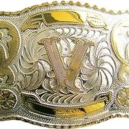 Large Size Initial Letter Western Cowboy Belt Buckle Gurtelschnalle (Letter V)-image-91