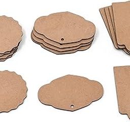 IVEI MDF Gift Tag/Message Tag Cutouts - DIY Craft Materials - MDF Blank Cutouts for Painting - Wooden Hanging Tags for Party Favor, Wedding Decoration, Art and Craft Activities - Set of 15-image-11
