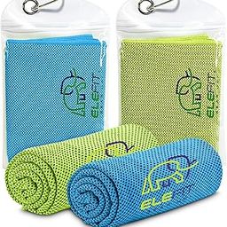ELEFIT Cooling Towels, Set of 2, Mesh Sports Towels with Carrying Case, Blue and Green (Green)-image-34