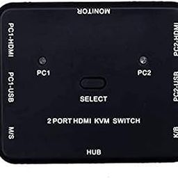 HDMI Switch, KVM Switch, 2 Port USB KVM Switch, 2 in 1 Out HD Switch USB Keyboard Mouse Sharing Device for Computer, PC, Laptop, Desktop, Monitor, Printer, Keyboard, Mouse Control.-30