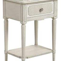Vintage Style Side Table with Drawer – Antique White Wooden End Table with Fluted Legs and Single Shelf, Shabby Chic Accent Furniture for Bedroom or Living Room-image-44
