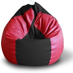 Style Homez Premium Leatherette Classic Bean Bag Size XXL Black Red Color, Cover Only-image-26