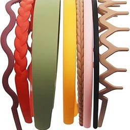 8 Pcs Plastic Headbands with Fine Comb Teeth, Mixing Set of Wide Thin Plain Plastic Headbands and Zig Zag Matte Hair Bands Woven Pattern Hair Bands for Women and Girls-image-96