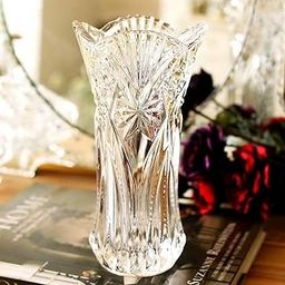 TNGLOV Clear Crystal Vases for Centerpieces, 6.9 Inch Modern Glass Vase Luster Flower Vase,Modern Flower Port for Decoration,Spiral Design Flower Vases for Party Wedding Birthday 19BC-image-37