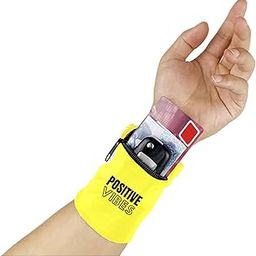 95MILES GARMENTS Yellow Postive Vibe Printed Wrist Band Wallet Wrist Pouch for Multiuses Wristband Wallet for Sports Gym Exercise Outdoor Activities Zipper Type-image-31