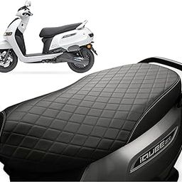 TVS iQube Premium Quilted Seat Cover, Black Leather, Waterproof Scooter Accessory (Black1)-image-28