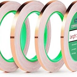 LOVIMAG Copper Foil Tape, Conductive Copper Tape, 4 Sizes (0.2/0.24/0.3/0.4") x 2.5m, Copper Tape, Conductive Adhesive for Stained Glass, Guitar and EMI Shielding, Electrical Repairs,-image-28