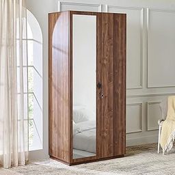 Home Centre Hadley 2-Door Wardrobe with Mirror - Brown-image-24