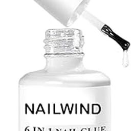 NAILWIND Gel Nail Glue, 6 in 1 UV Gel Glue for Nail Tips Need UV Light, Strong Adhesive for Press on Nails Acrylic Tips for Nail Art Design 15ml-53