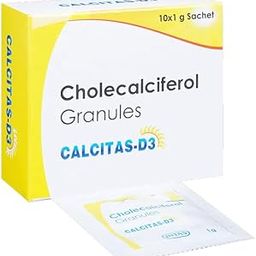Calci-tas D3 Powder Granules From For Bone, Joint And Muscle Care Vitamin D3 Cholecalciferol Pack Of 10 Sachet-image-1