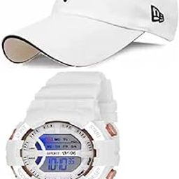 Silicone Boy's Brand White Digital Watch With White Baseball Cap-picture-15
