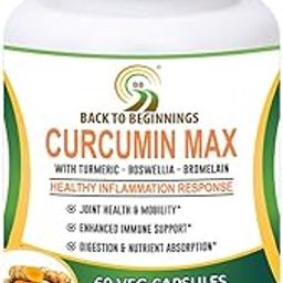 BB Back To Beginnings Complete Wellness - Curcumin Max - Turmeric Boswellia with 95% Curcuminoids - Joint Pain - Anti-Inflammatory - | 500 mg - 60 Veg Caps.-image-66