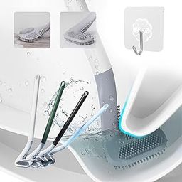 Pivalo Golf Shape Silicone Toilet Brush with Self-Adhesive Wall Hook Holder Anti-drip Non-Slip Long Handle Quick & Easy Cleaning Bathroom Cleaner Set for Western & Indian Toilets (Pack of 1)-14