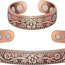 2 Pcs Magnetic Ring for Blood Sugar, Copper Ring for Men, Sugar Control Ring for Men and Women, Classic Design, Adjustable with Gift Box, Vintage Flower-image-129
