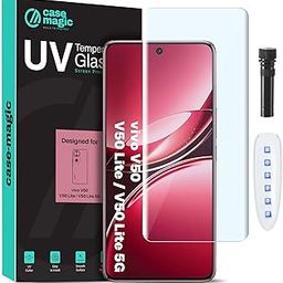 case-magic 3D UV Curved Tempered Glass for Vivo V50 5G (6.77") – Ultra HD Clear, 9H Hardness, Scratch Resistant, Shatterproof, Responsive Touch, Anti-Glare, Bubble-Free Installation Kit-image-34