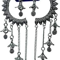 Oxidised Silver Earrings for Women & Girls | Traditional Jhumka Design Jewelry for Casual & Festive Season (Earring 35)-image-88