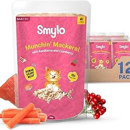 Smylo Natural Healthy Adult Cat Wet Food (1+ yrs) 70g x 12 Packs | Mackerel, Kanikama & Cranberry | for Healthy Skin & Coat, Supports Digestion | No Preservatives & Grain Free | Vet-Formulated-11