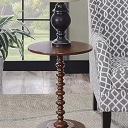 VASIL MART Wooden Round Bed Side Table End Table, Side Table, Night Stand Beah Table for Living Room Bedroom -Walnut-picture-12