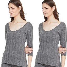 Women's Cotton Winter wear 3/4 Sleeves Thermal Top in Dark Grey (Pack of 2)-image-82