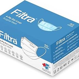 FILTRA® 4-Ply Ear Loop Mask (Box of 50 Masks) | High Filtration | Breathable | Hypoallergenic | 4 Layer | Fluid Repellent | Ergonomic-31
