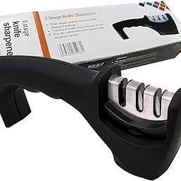 Zuvexa 3 Slot Knife Sharpener Professional Kitchen Chef Knife Sharpener with 3 Stage Design - Stainless Steel & Tungsten Steel-image-63